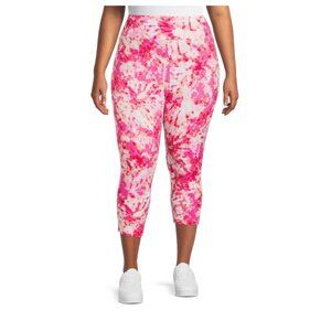 Womens Plus Size Capri Leggings 0X (14W) High Rise Tie Dye Terra &Sky